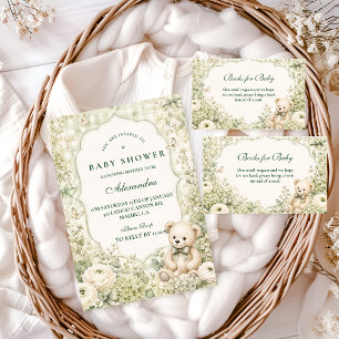 Carte D'accompagnement Tirage au sort de couche Enchanted Green Teddy Bea