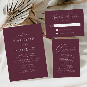 Invitation En Aluminium Mariage photo moderne Elegance Vin et or