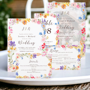 Cartons Réponse Boho jardin été fleuri fleur sauvage mariage