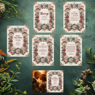 Invitation Royal Victorian Whimsical Floral Mariage