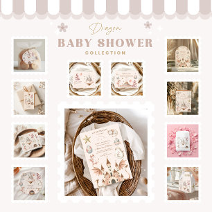 Assiettes En Carton Un petit dragon se trouve sur le Baby shower Way