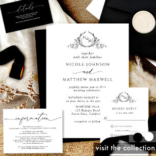 Invitation Mariage de monogramme noir et blanc
