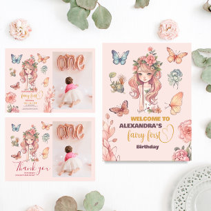Invitation Boho Fairy Première fille 1er anniversaire