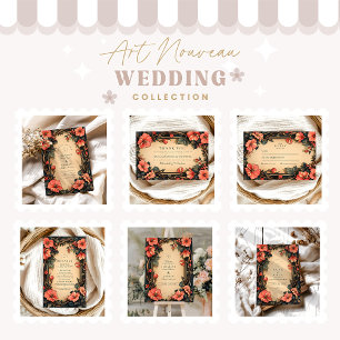 Carte D'accompagnement Whimsical Floral Mariage Art Nouveau