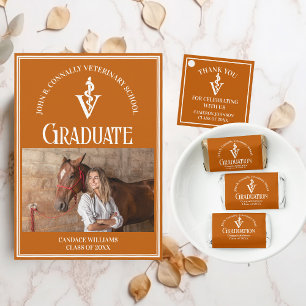 Faire-part Orange Veterinary School Photo Diplôme sur mesure