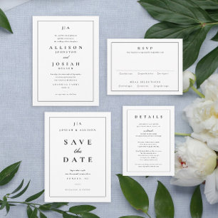Invitation Détails du Mariage noir et blanc classique Boîtier