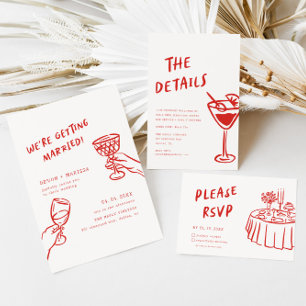 Carte D'accompagnement Modern Funky Retro QR Code Mariage détail