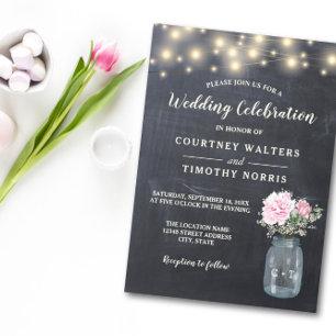 Invitation Russe Chalkboard Peony Floral Mason Jar   MARIAGE