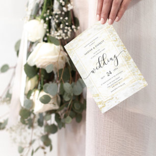 Invitation Marbres modernes en Cuivre bleu Dusty Mariage