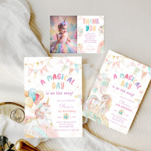 Cute Unicorn Invitation Anniversaire