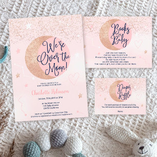 Invitation En Aluminium Parties scintillant d'or rose bleu sur le baby sho