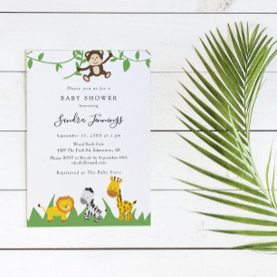 Invitation Safari Wild Un Baby shower Jungle Animaux mignons