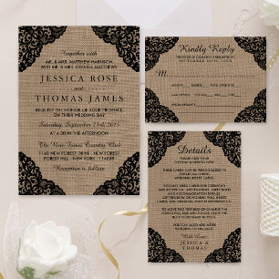 Invitation La dentelle noire sur la collection de Mariages de