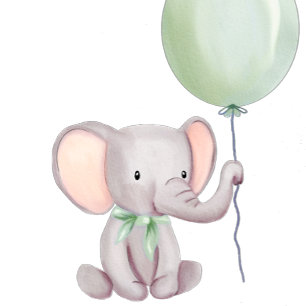 Carte D'accompagnement Elephant avec Balloon Vert Livres pour bébé