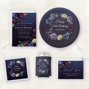 Invitation Moody Purple Flowers 30e anniversaire