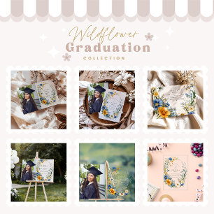 Invitation Photo Stylish Spring Fleur sauvage Meadow Grad