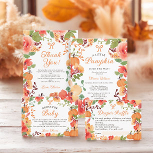 Invitation Baby shower floral citrouille Boho Little