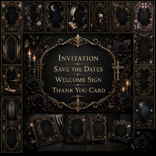 Invitation Mariage gothique victorien baroque Rose Perle 