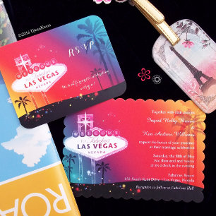 Invitation Mariage coloré Las Vegas Strip