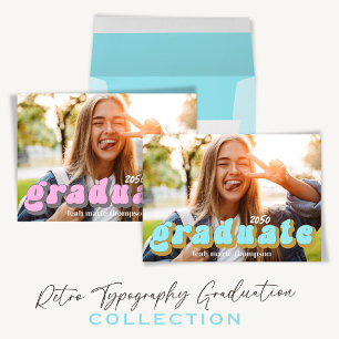 Carte Postale Typographie des diplômés Photo QR Code Médias soci