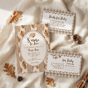Dessous-de-verre Rond En Papier Fête de bébé "S'more to Love" à motif gingham rust