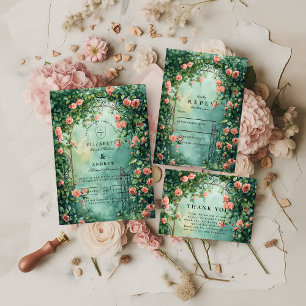 Invitation Porte de roses vintage romantique
