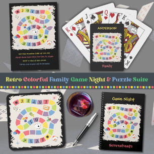 Dessous-de-verre Carré En Papier Soirée de jeu de société coloré rétro