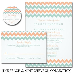 Invitation La collection moderne de Mariages Chevron Peach & 