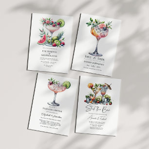 Invitation Dîner de répétition du cocktail vert et rose Brat