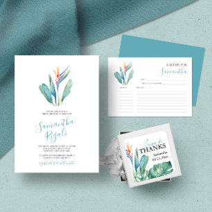 Sticker Carré Aquarelle tropicale Thème Floral