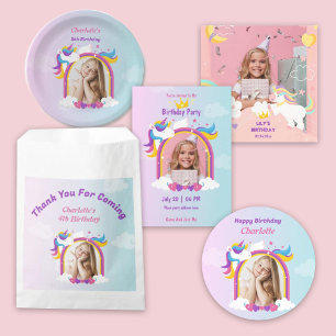 Invitation unicorne rose et violet mignonne photo personnalis