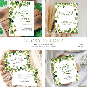 Carte De Remerciements Lucky in Love Bridal Shower Shamrock Vert