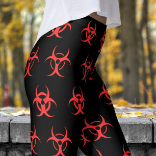 Leggings Capri Gras rouge et noir Motif biologique Yoga