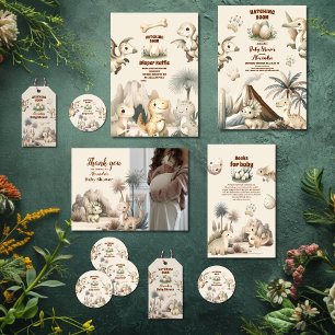 Carte D'accompagnement Boho Cute Hatching Bientôt Dinosaur Livres pour bé