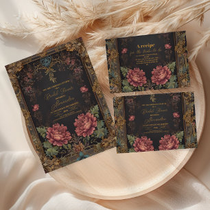 Carte D'accompagnement Fête des mariées gothique victorienne florale