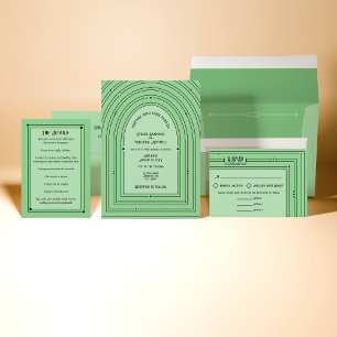 Invitation Vintage romantique Inspiré Arc Pale Vert Mariage