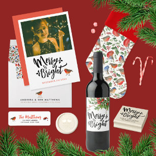 Cartes Pour Fêtes Annuelles Photo Robin De Noël Simple Joyeux Et Lumineux