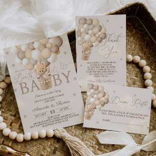 Carte De Remerciements Ballons d'ours Brown Baby shower d'attente précoce