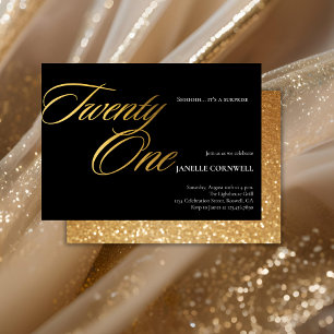 Papier Cadeau Script minimaliste noir et or 21e anniversaire