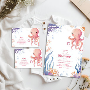 Carte D'accompagnement Octopus Cute Rose Watercolor Girls Livres pour béb
