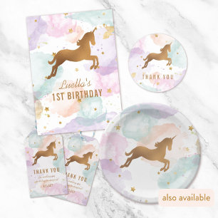 Sticker Rond Pastel Unicorn Anniversaire Merci de fête