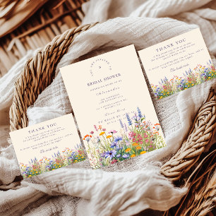 Carte De Remerciements Jardin Élégant de Fleurs Sauvages de Printemps pou