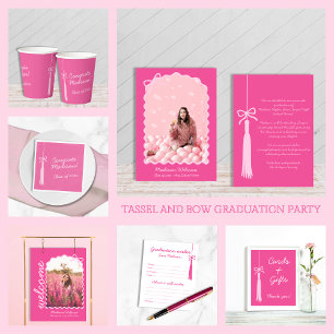 Invitation Bow Chic Pink Grad Photo 2025 Graduation