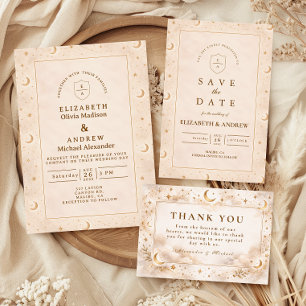 Carte De Remerciements Mariage Lune Et Étoiles Célestes