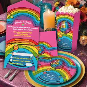 Sticker Rond Rainbow Disco Mirror Ball Danse Super fête funky