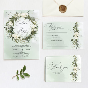 Invitation Brunch mariage feuillage verdoyant à couronne d'ol