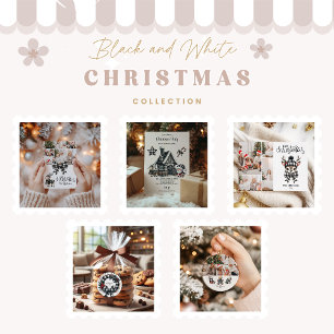 Décoration En Céramique Buffalo Plaid Noir et Blanc Famille Noël