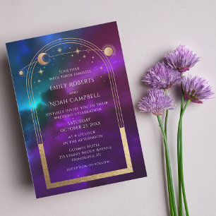 Invitation En Aluminium Cosmic Gold Sun Moon Astronomie Espace