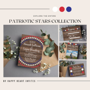 Invitation Patriotic Stars Rustic 4 juillet Photo Mariage