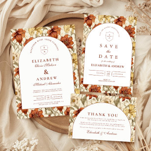 Carte De Remerciements Arche Florale Vintage Élégant Mariage